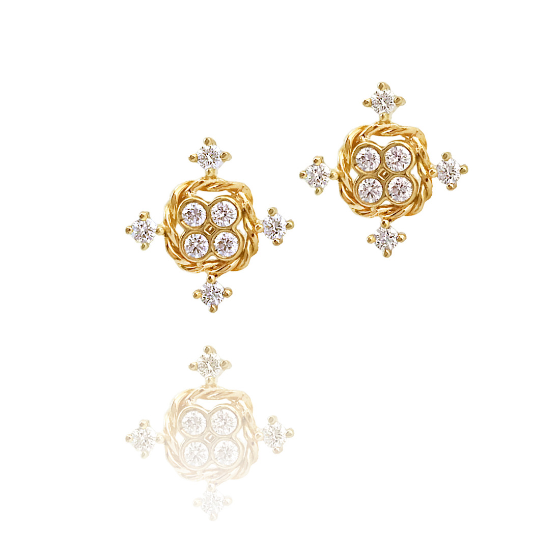 JeweLyrie-Tulle-Collection-18k-Gold-Diamond-Eight-Star-Twist-Box-Stud-Earrings-JAX-E-05H