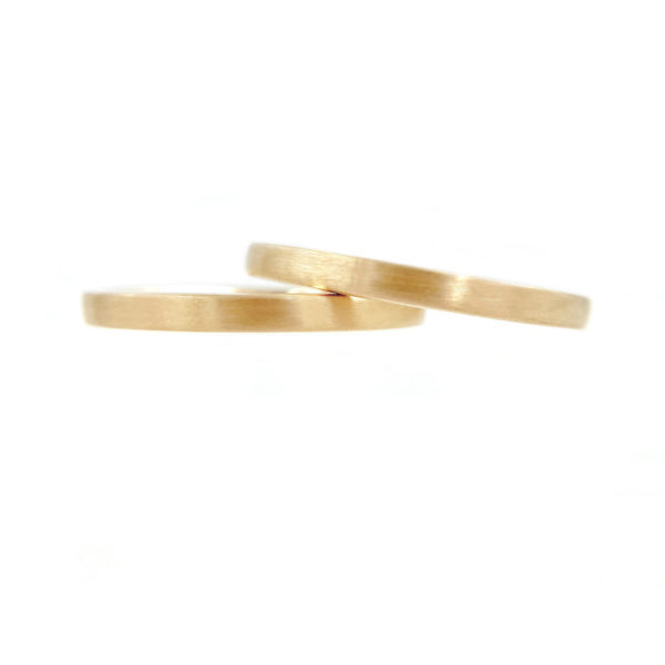 Chic square 2mm Satin Gold Band Ring Guard Spacer makes statement from subtle to dashing, available in 14k and 18k gold by JeweLyrie.