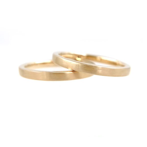 Chic square 2mm Satin Gold Band Ring Guard Spacer makes statement from subtle to dashing, available in 14k and 18k gold by JeweLyrie.