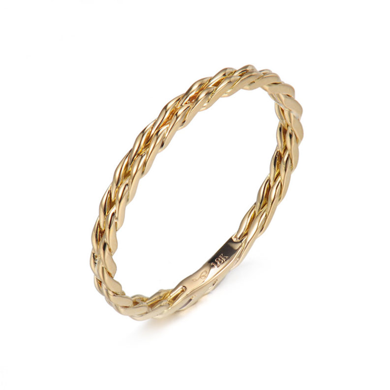 JeweLyrie Signature Gold Slim Twist 1.6mm band Ring Guard Spacer, makes statement from subtle to dashing, available in 14k and 18k by JeweLyrie.