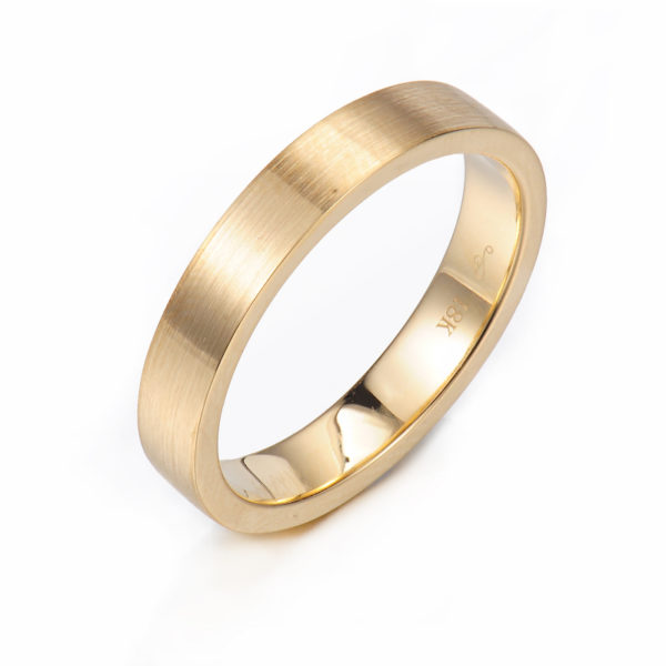 Chic square 4mm Satin Gold Band Ring Guard Spacer makes statement from subtle to dashing, available in 14k and 18k gold by JeweLyrie.