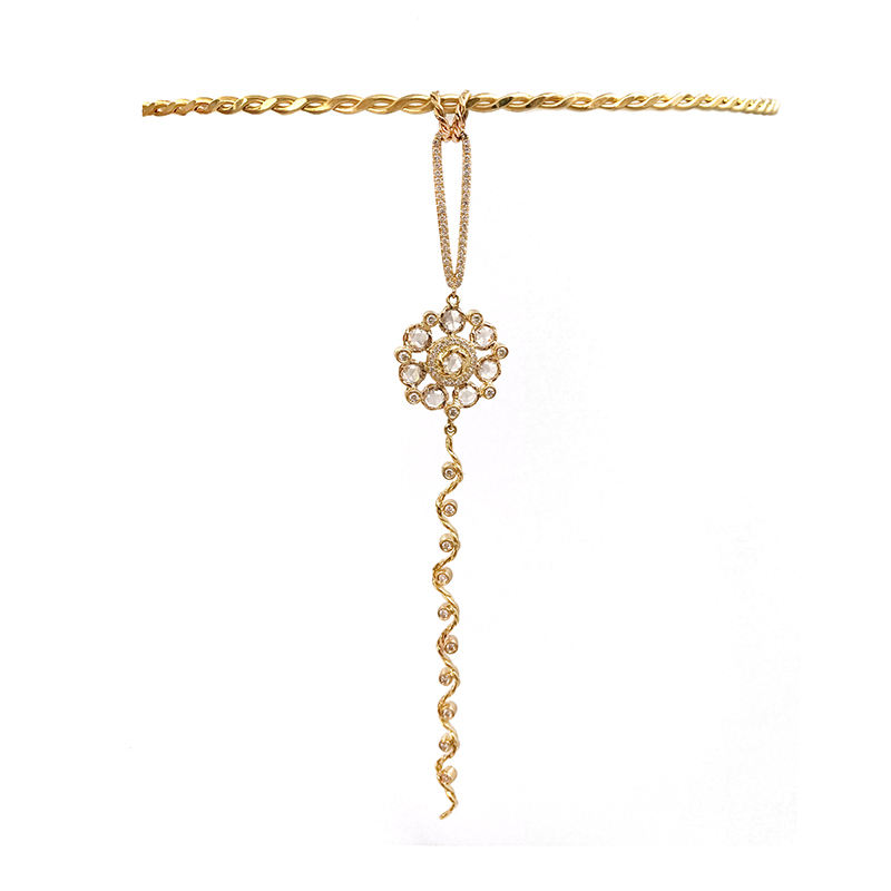 77-78-Rose-Cut-Diamond-Bouquet-Wavy-Twist-Ribbon-Pavé-Loop-Pendant-Necklace-18K-Gold-JeweLyrie