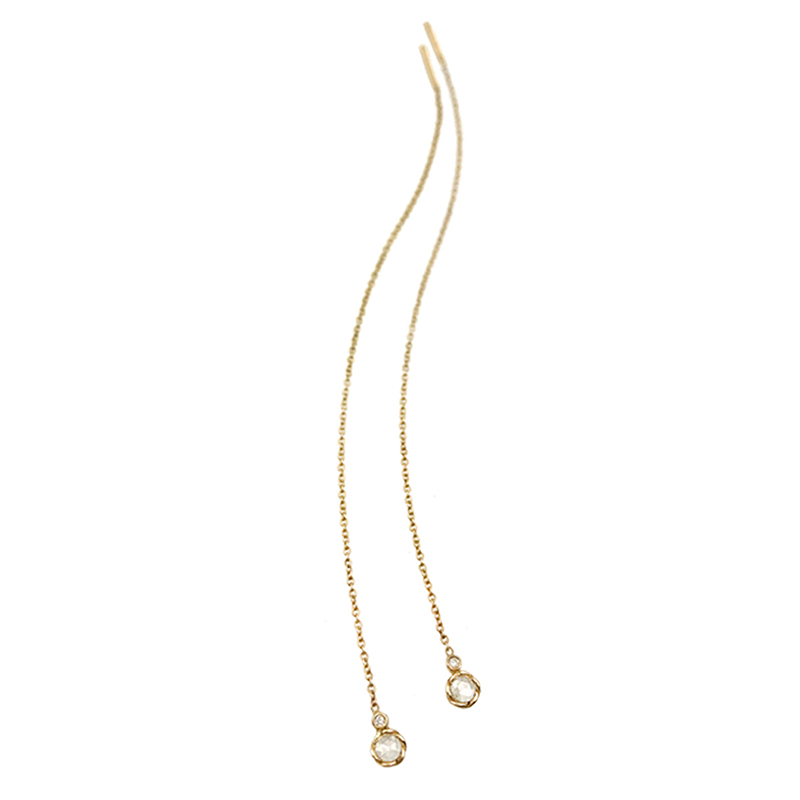 88-delicate-18k-14k-rose cut-diamond-twist-set-threader-dangle-earrings