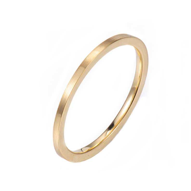 Slim Chic Satin Gold Square Wedding Ring makes statement from subtle to dashing, available in 14k and 18k, yellow, white and rose gold by JeweLyrie.