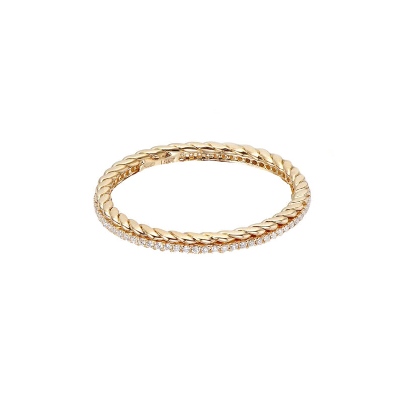 Twist Trimmed Micro Pavé Diamond Eternity Band Ring Guard Spacer available in 14k and 18k, yellow, white and rose gold by JeweLyrie.