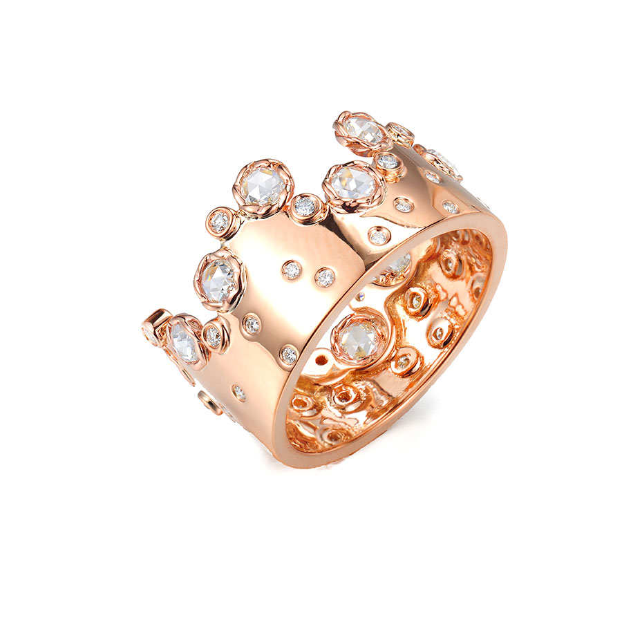 35-14k-rg-rose-cut-diamond-freefrom-uneven-crown-ring-handcraft-14k-18k-jewelyrie copy