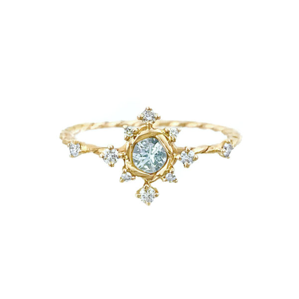 Aquamarine Diamond Engagement Ring alternative Bridal JeweLyrie