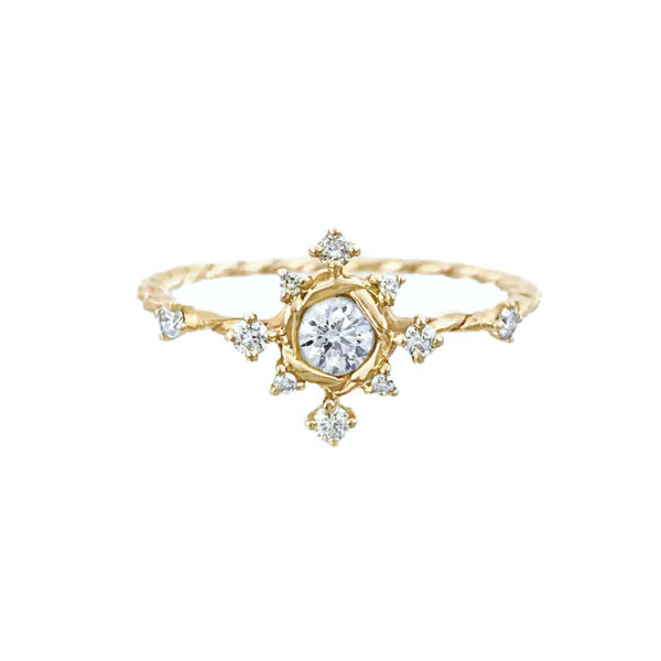 Diamond Star Twist Alternative Bridal Engagement Ring