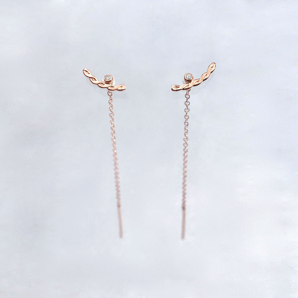 Diamond Accent Stud Threader Earrings | JeweLyrie - Everyday Elegance