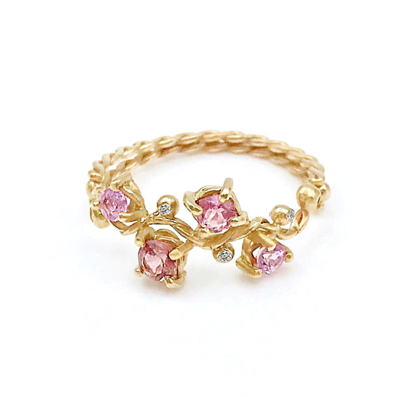Pink Floral Vine Pendant Necklace 18K | JeweLyrie - Everyday Elegance