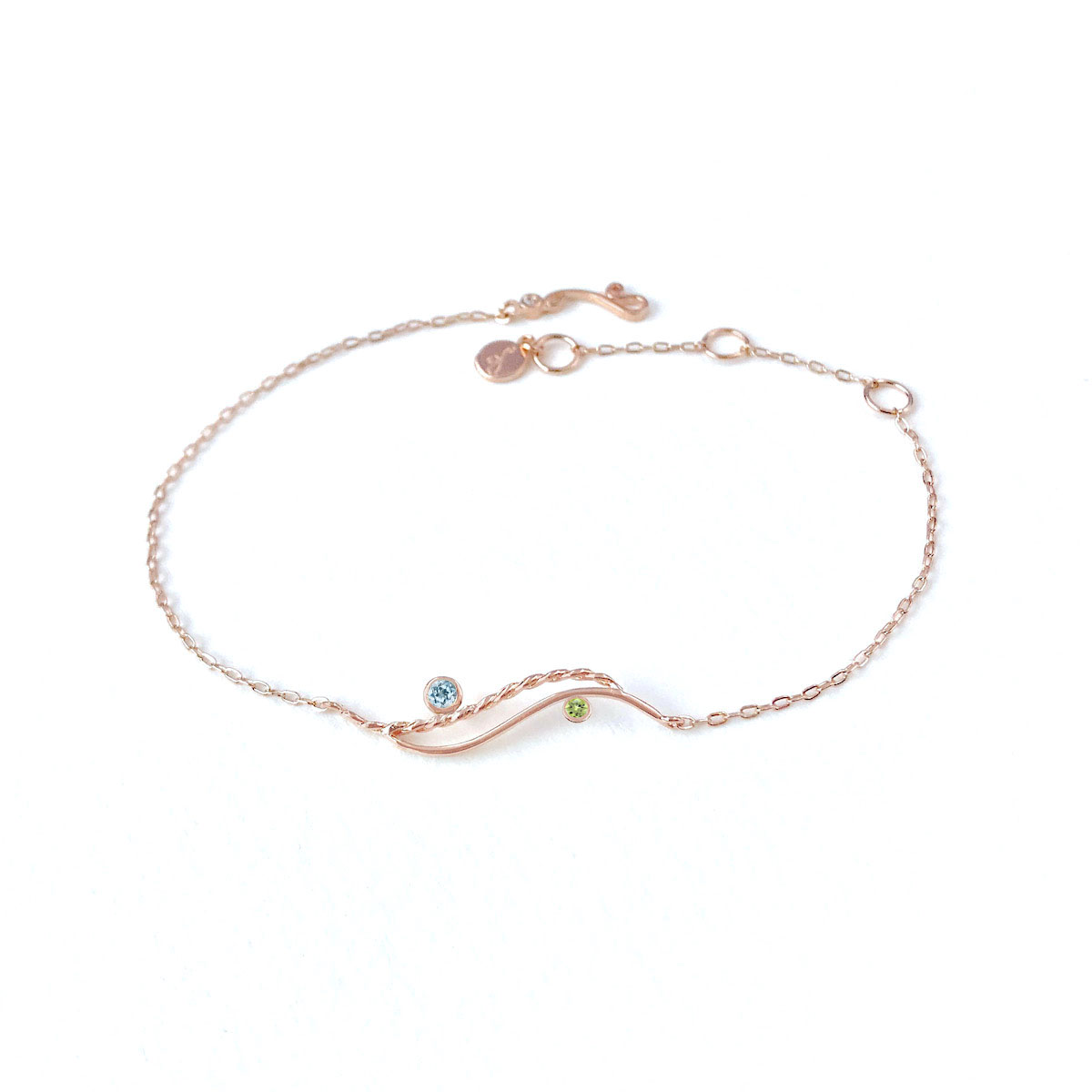 Open-Wave-Topaz-Peridot-Two-Stone-Bracelet-14k-jewelyrie