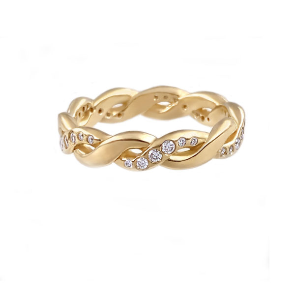 chunky twist diamond ring 14k 18k handcrafted by JeweLyrie made to order free domestic shipping
